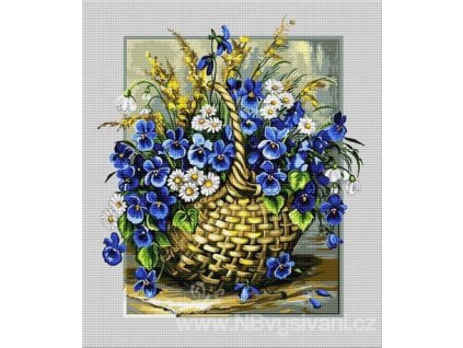 HU-AZ491 Modré květy (gobelínový steh)