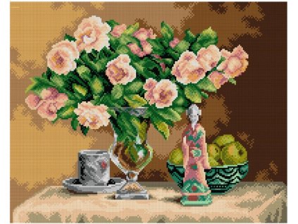 OR2796 Zátiší s vázou růží (40x50cm)