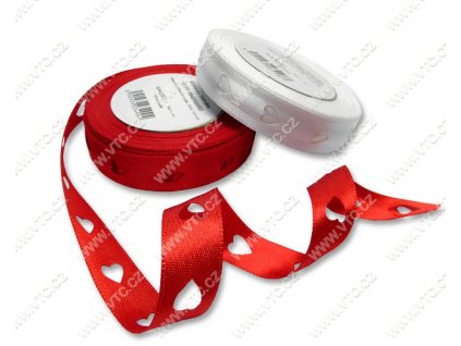 V12141 Stuha atlasová výsek 15mm - červená (1m)