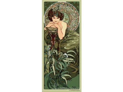 HU-AZ617 Mucha - Emerald (gobelínový steh)