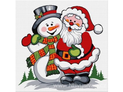 HU-B1038 Santa a sněhuláček (16x16cm)