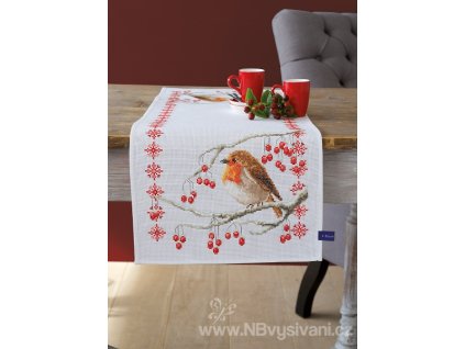 VE-PN0155637 Ubrus s červenkou a jeřabinami (32x84cm)
