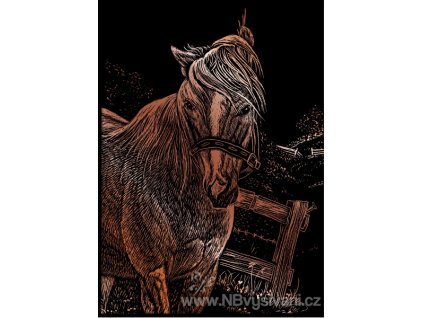 COPMIN103 Škrabací obrázek měděný - klisna (13x18cm)