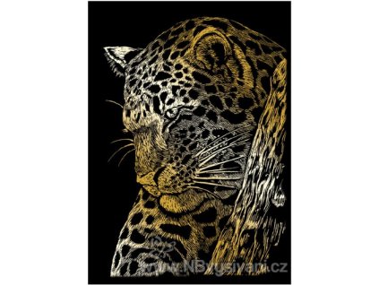 GOLMIN103 Škrabací obrázek zlatý - leopard na stromě...