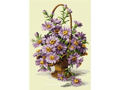 HU-AZ634 Košík s chrysantémami (gobelínový steh)