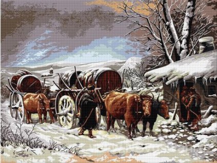 HU-AZ059 Povozy v zimě (gobelínový steh)