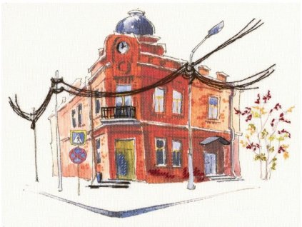 RT-DT-M015 Dům na rohu ulice (Paint by Threads)