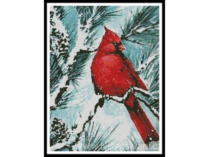 IC23562-12947 Winter's Glory Red Bird - Crop (Aida 18ct)
