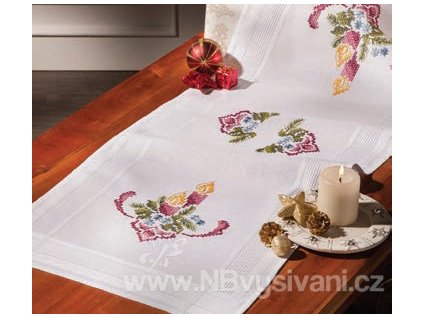 DUF1260 Vánoční ubrus - svíčky (40x100cm)