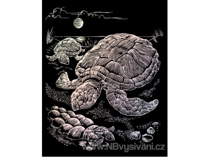 HOLO13 Škrabací obrázek hologram - Mořské želvy (25x20cm)