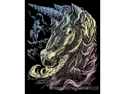 HOLO11 Škrabací obrázek hologram - Jednorožec (25x20cm)