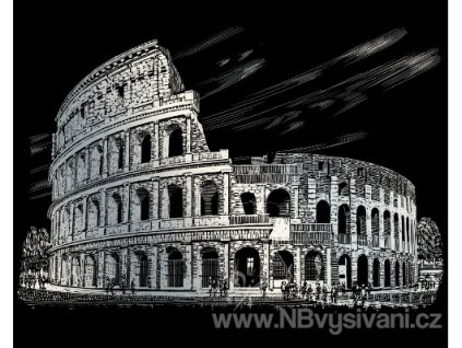 SILF36 Škrabací obrázek stříbrný - Koloseum (20x25cm)