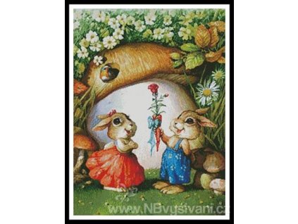 IC9737-11193 Rabbits and Carrot Rose (Aida 18ct)