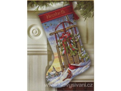 8819 Christmas Sled Stocking - Punčocha