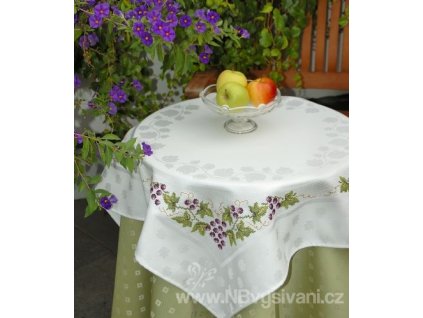 HOF6637-10 Ubrus s hrozny bílý (80x80cm)