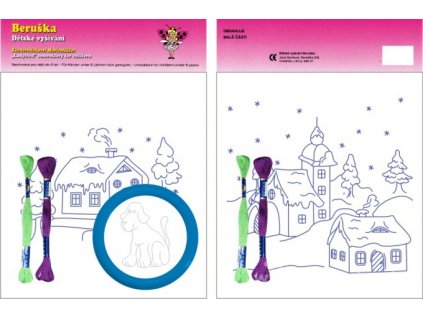 BE70003 Velký sáček  - krajinky a pes (3 motivy k vyšití)