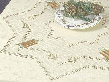 HOF7589-10 Vánoční ubrus Mistel bílý (80x80cm)