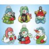 DW-6903 Vánoční plastové ozdoby - sněhuláci a jejich přátelé (6ks)