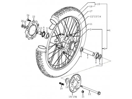 22 - hřídel kola zadní M14 15x275