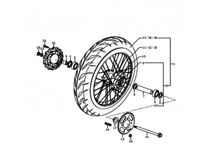 15 - pneu zadní 130/70 R17