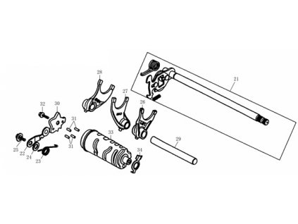 21 - hřídel řazení sestava