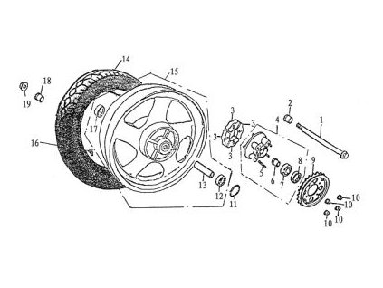 14 - pneu zadní 130/90 R15