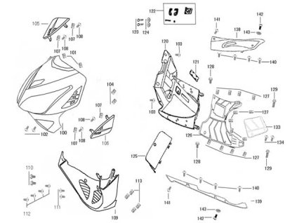 100-01 - kryt světlometu (červená met.)