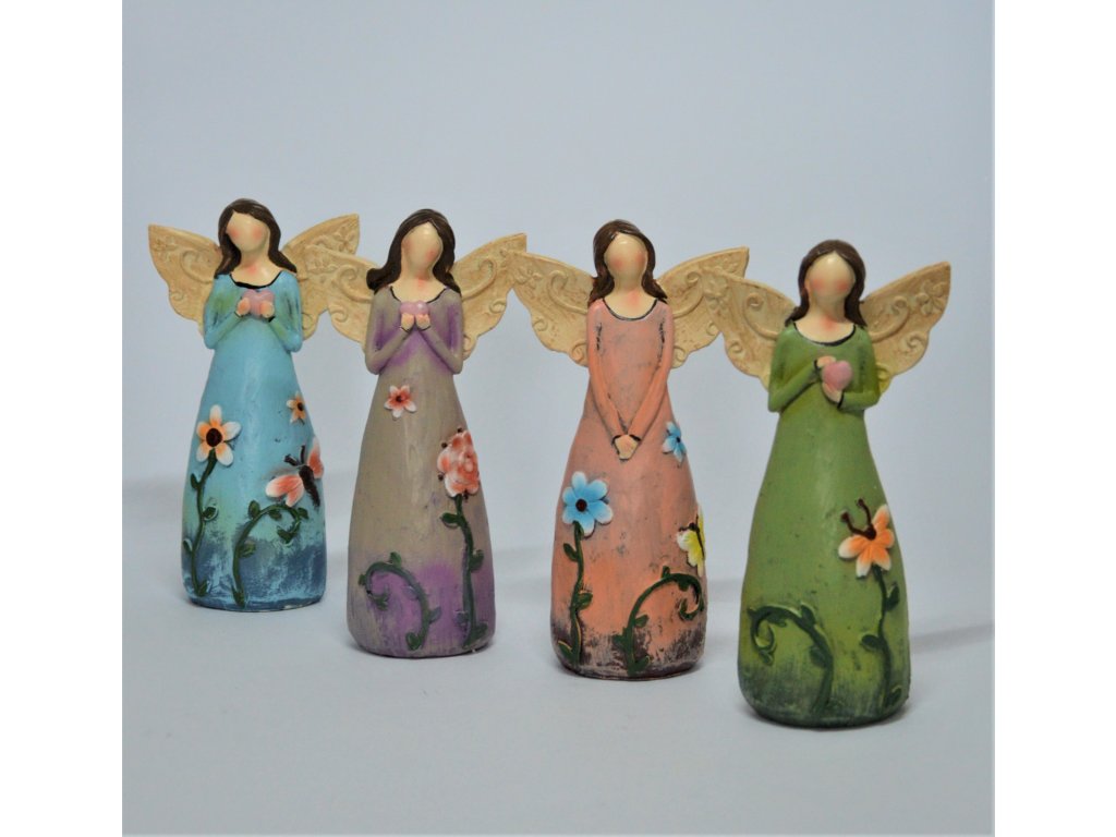 Malý anděl s květinovými šaty (Varianta tmavě zelená)