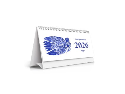 Modrý stolní kalendář 2026