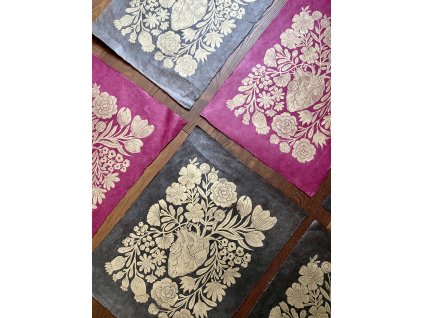 Florentes Cor zlatý tisk / Lokta ruční papír