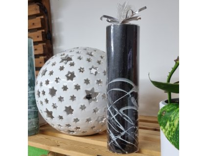 Velká kulatá svíčka zdobená 28 cm 1
