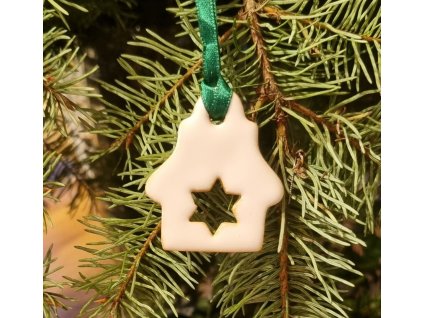 Vánoční ozdoby - domečky - keramika 3 ks