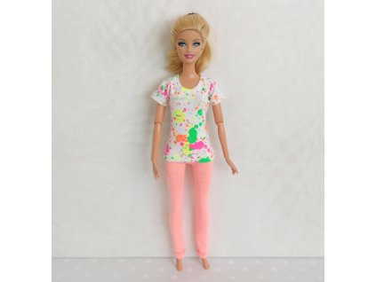 Barbie - oblečky pro panenku originální české - sportovní komplet květovaný a růžový