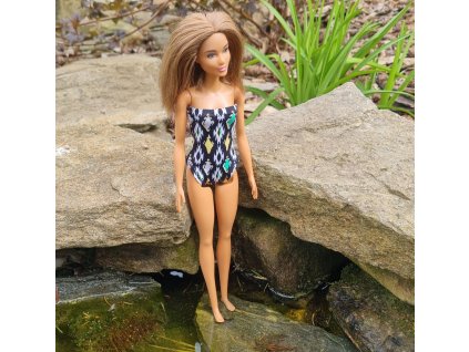 Barbie - oblečky pro panenku originální české - plavky černé se vzorem