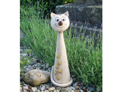 Keramická kočička se žlutými květy 55 cm