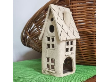 Keramický domeček s kulatým okénkem 19 cm - dekorace do bytu