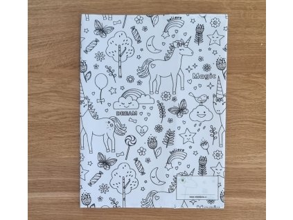 Látkový obal A4, A5 na učebnici, sešit, slabikář (univerzální) - jednorožec 1