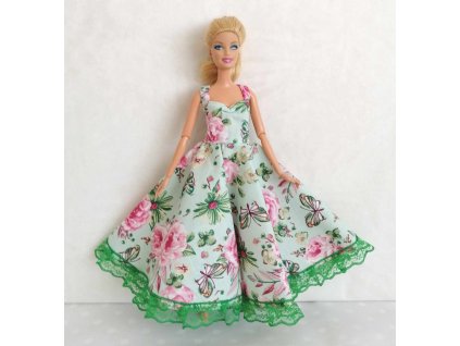 Oblečky pro panenku Barbie - šaty dlouhé s krajkou mix 1