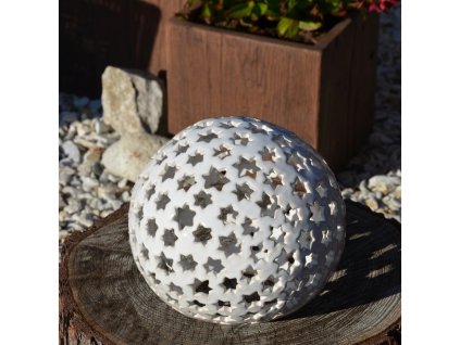 Keramická koule na svíčku s hvězdami 30 cm b