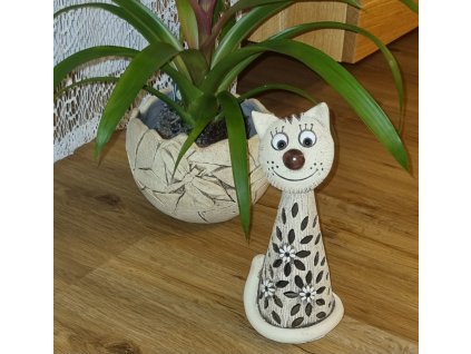 Keramická kočička s kvítky 25 cm