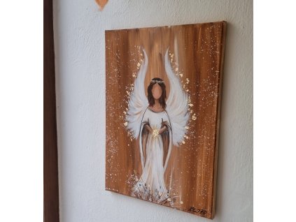 Andělský obraz  hnědý - obraz akryl na plátně 30x40