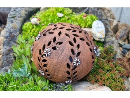 Keramická koule na svíčku s větvičkou a kytičkou 30 cm 8