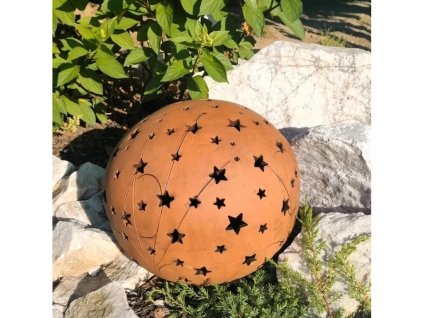Keramická koule na svíčku s hvězdami a kometami (20 cm)- tmavá zahradní dekorace