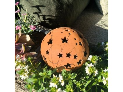 Keramická koule na svíčku s hvězdami a kometami (30 cm)- tmavá zahradní dekorace 4