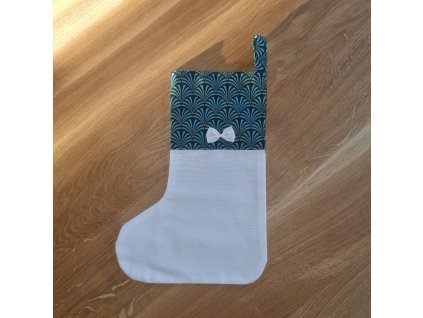 Mikulážská (vánoční) ponožka - bílo zelená se vzorem tmavá