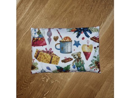 Nahřívací polštářek s pohankou - vzor vánoční dárky - střední