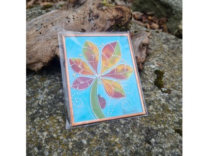 Podzimní list - malba na skle