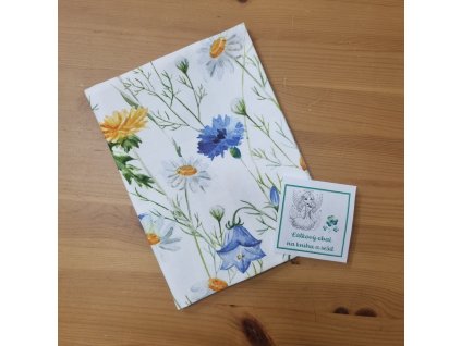 Látkový barevný obal na knihu - letní louka - A5