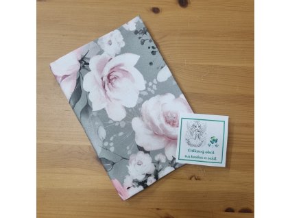 Látkový barevný obal - rozkvetlá růže - A5 na knihu