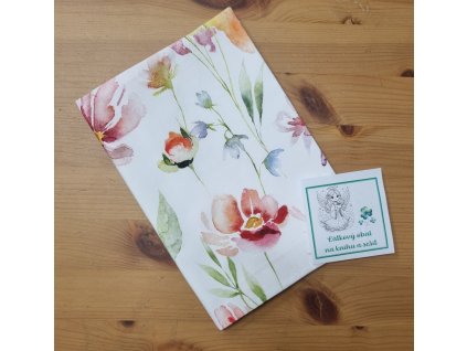 Látkový barevný obal - veselé barevné květy - A5 na knihu